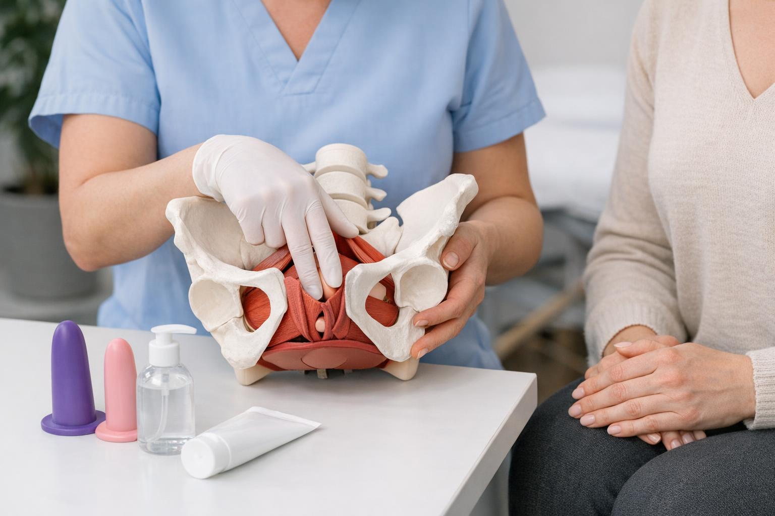 Zdjęcie: demonstracja technik terapii mięśni dna miednicy na modelu anatomicznym